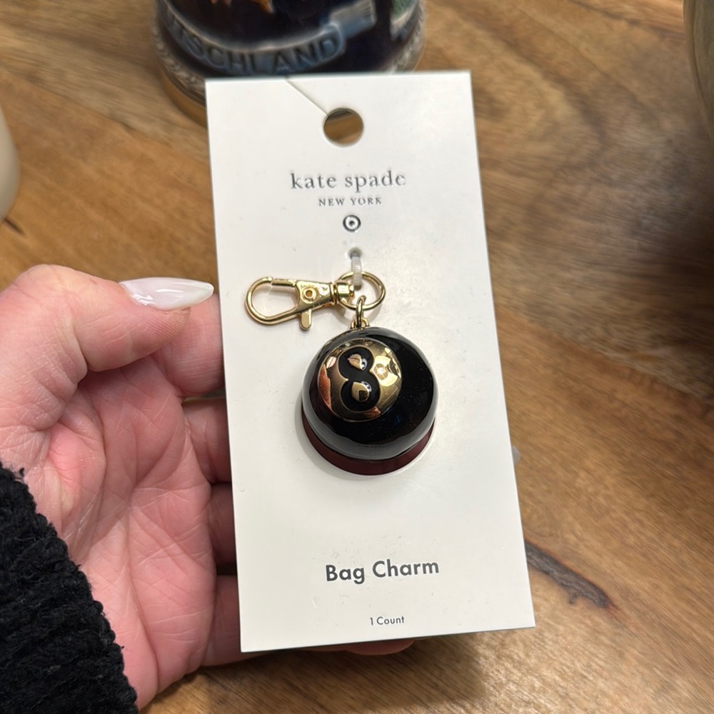 Kate Spade Black and White 8 Ball Bag Charm